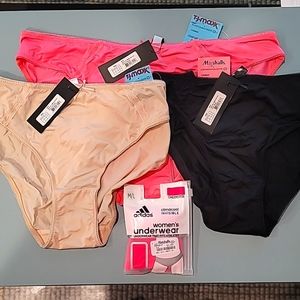 3 Mariemelli Hipster Underwear, Size XL, NWT & Bonus Adidas Athletic Hipster